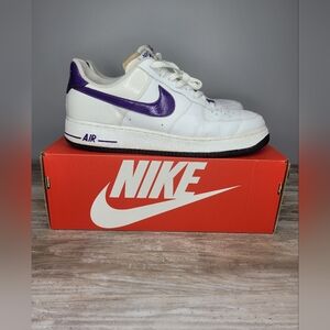 Nike Air Force One White & Purple Size 14 Box Not Included.